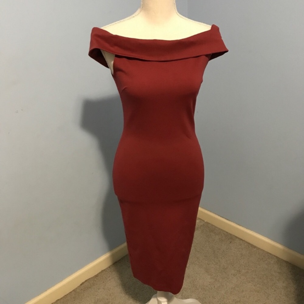 Windsor off the shoulder fitted midi dress